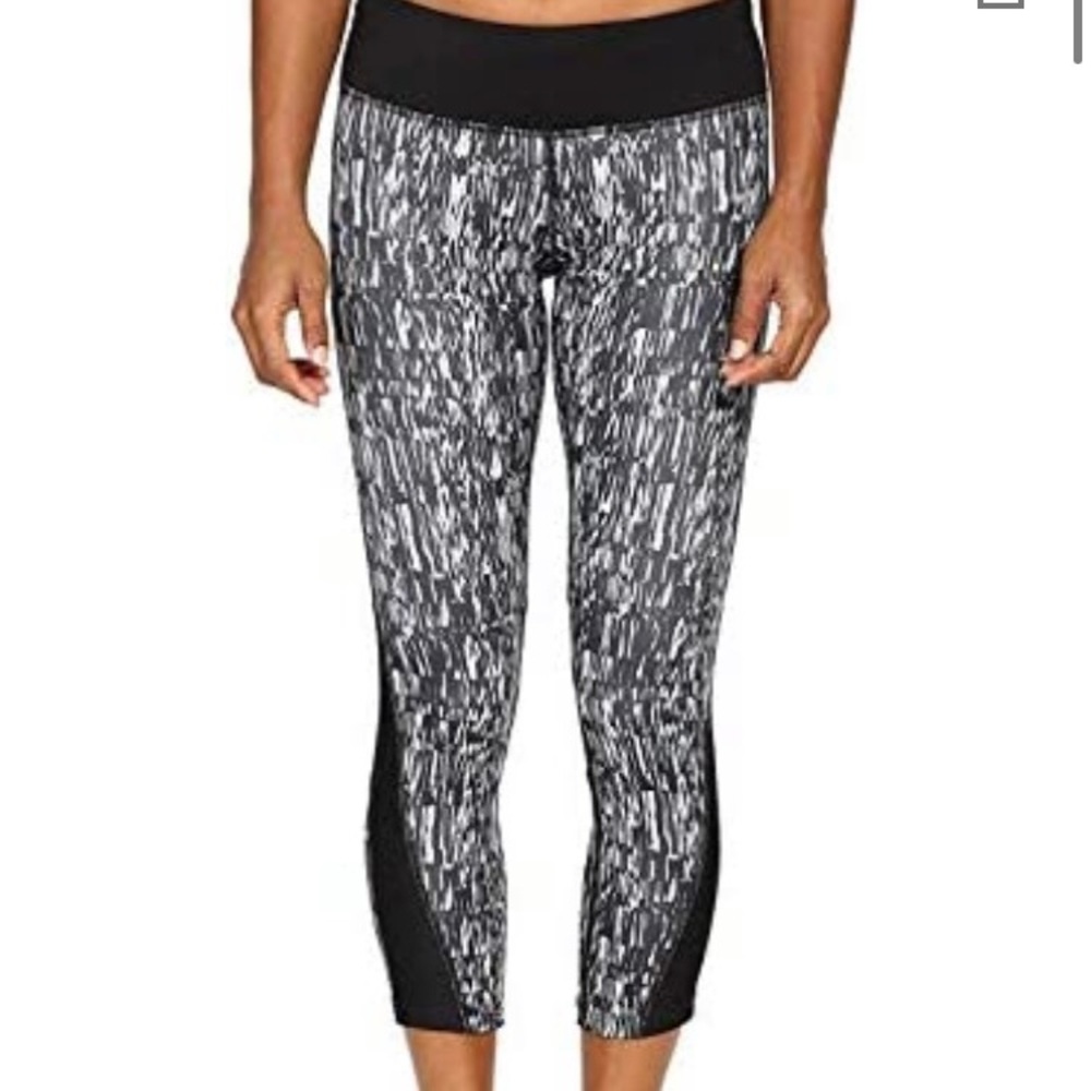 Women’s Nike Power Fabric Print Dri-fit Running Crop Leggings Capris XS Mesh